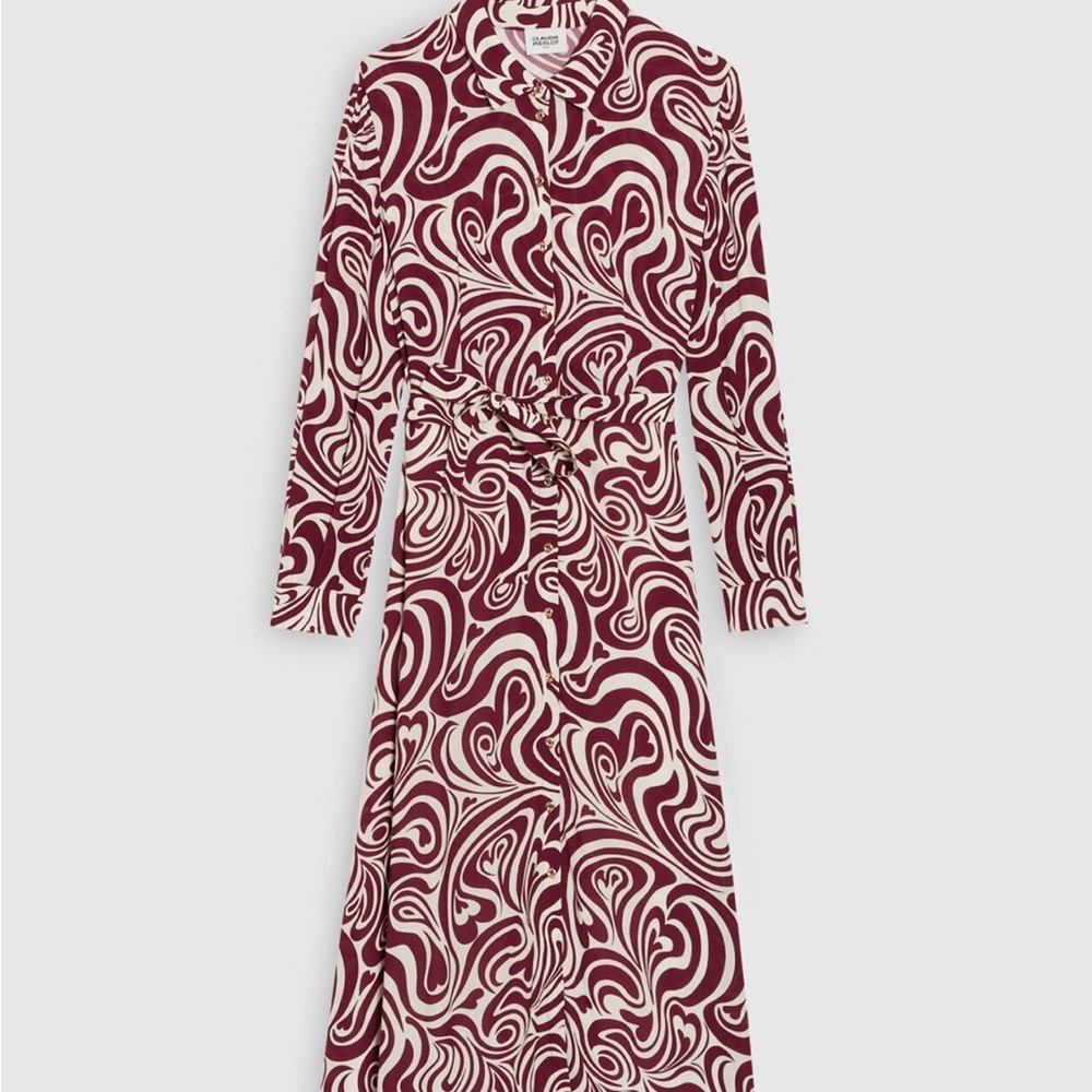 Chic Swirl Pattern Midi Dress